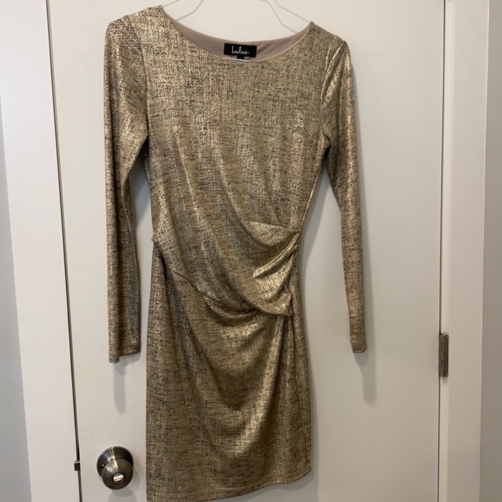 Lulus gold ruched dress